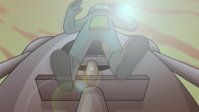 still of Annie taking the first steps on Mars taken from the short animation a Story From Space 
